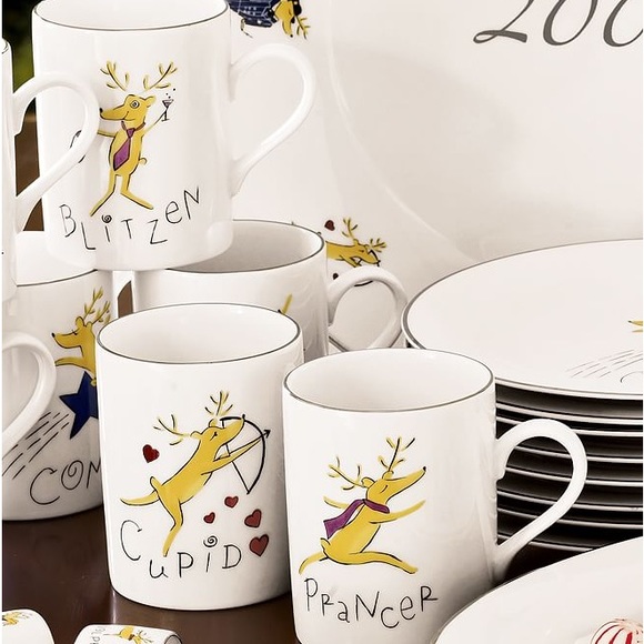 Pottery Barn Santa's Reindeer Silver Rim Mugs Assorted Box - Set Of 4 🎅🏻🎄🦌 - Picture 15 of 16